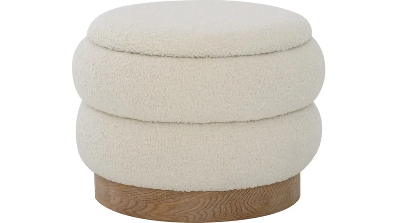 Selvaro puff med oppbevaring 50 cm rund, Beige