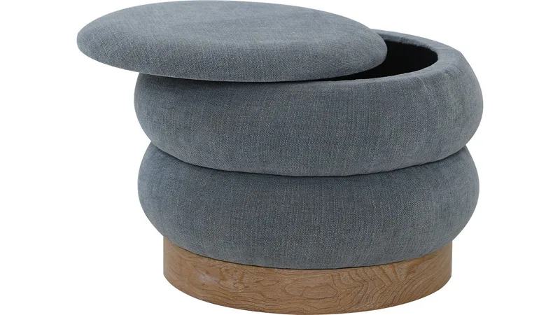 Selvaro puff med oppbevaring 50 cm rund - Blå - Møbler - Stoler - Krakk - Puff