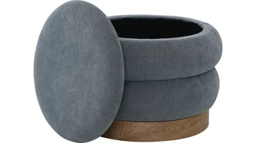 Selvaro puff med oppbevaring 50 cm rund - Blå - Møbler - Stoler - Krakk - Puff