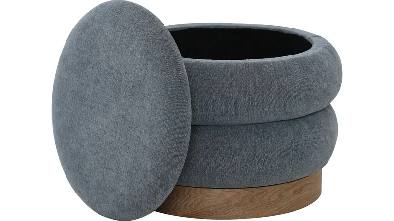 Selvaro puff med oppbevaring 50 cm rund - Blå - Møbler - Stoler - Krakk - Puff