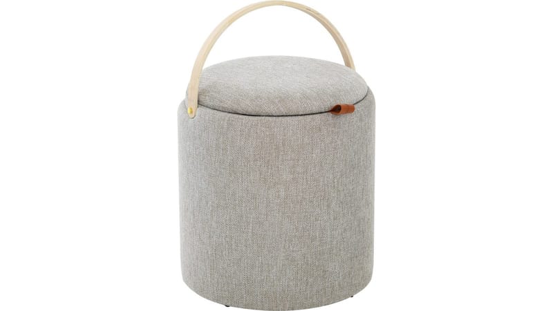 Serano puff med trehåndtak 40 cm rund - Grå - Møbler - Stoler - Krakk - Puff