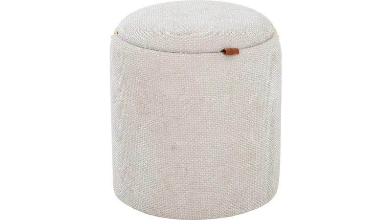Serano puff med trehåndtak 40 cm rund, Beige