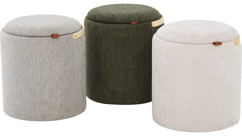 Serano puff med trehåndtak 40 cm rund - Grå - Møbler - Stoler - Krakk - Puff