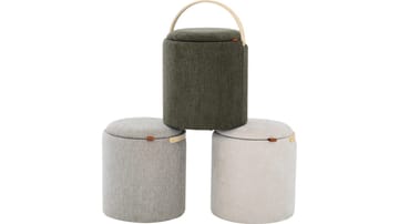 Serano puff med trehåndtak 40 cm rund - Grønn - Møbler - Stoler - Krakk - Puff