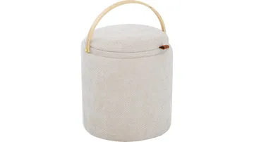 Serano puff med trehåndtak 40 cm rund - Beige - Møbler - Stoler - Krakk - Puff