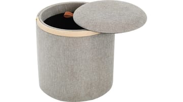 Serano puff med trehåndtak 40 cm rund - Grå - Møbler - Stoler - Krakk - Puff