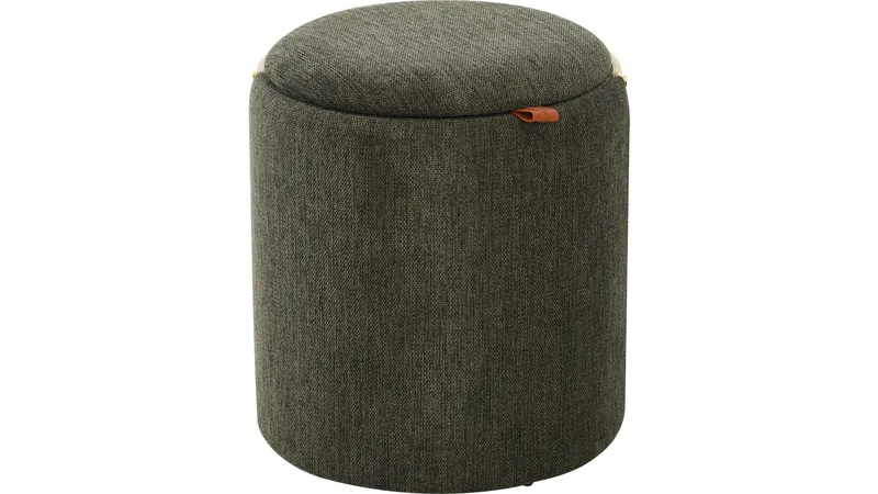 Serano puff med trehåndtak 40 cm rund, Grønn