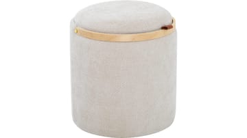 Serano puff med trehåndtak 40 cm rund - Beige - Møbler - Stoler - Krakk - Puff