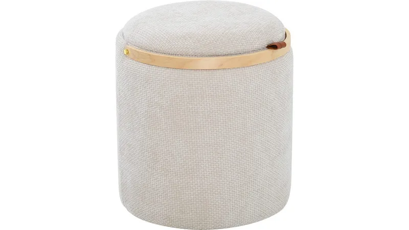 Serano puff med trehåndtak 40 cm rund - Beige - Møbler - Stoler - Krakk - Puff