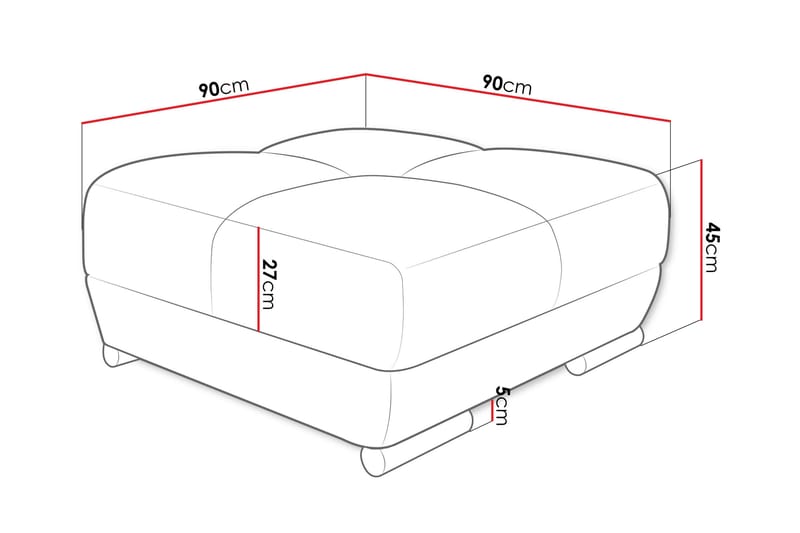 Simerly Fotskammel 90 cm - Grå - Møbler - Stoler - Krakk - Fotskammel