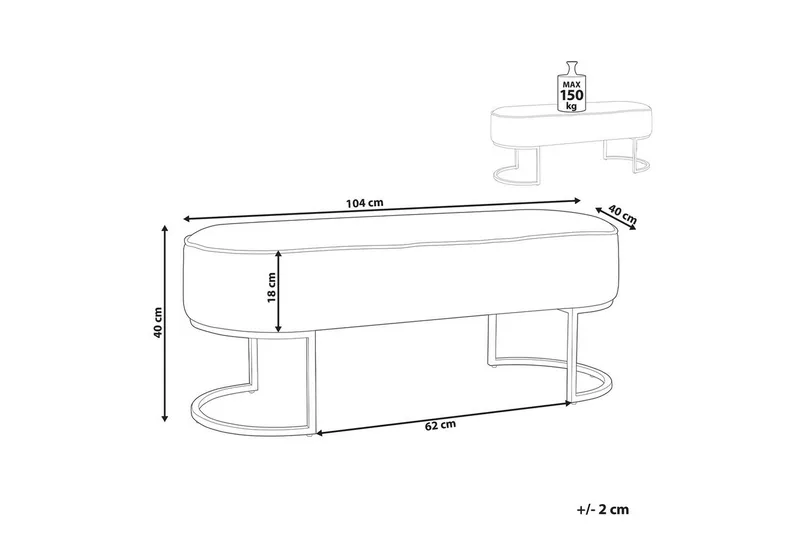 Sittebenk Milry Kremhvit/gull - Kremhvit/gull - Møbler - Stoler - Krakk - Fotskammel