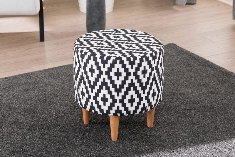 Sittepuff Brank - Svart/Hvit/Natur - Puff