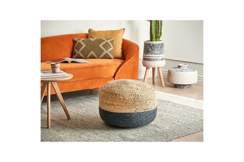 Sittepuff Duki Natur/beige/blå - Natur/beige/blå - Møbler - Stoler - Krakk - Puff