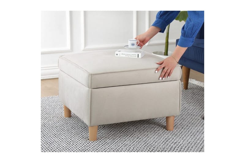 Sufian Fotskammel 63 cm - Cremehvit - Møbler - Stoler - Krakk - Fotskammel