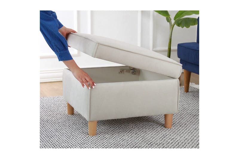 Sufian Fotskammel 63 cm - Cremehvit - Møbler - Stoler - Krakk - Fotskammel
