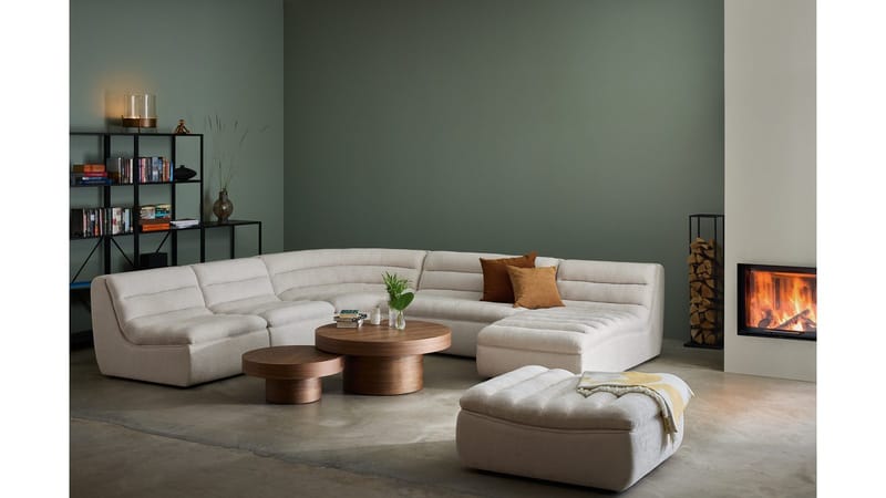 Valdoro fotskammel i stoff 120 cm - Beige - Møbler - Stoler - Krakk - Fotskammel