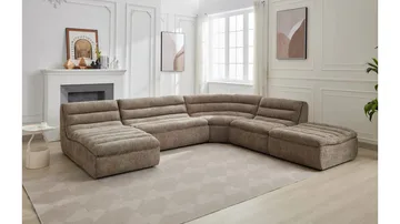 Valdoro fotskammel i stoff 120 cm - Mink - Møbler - Stoler - Krakk - Fotskammel