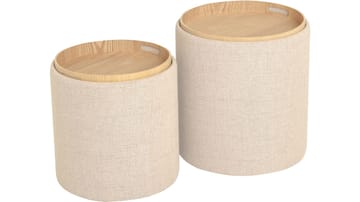 Velmira Puff 2 deler 39 cm Rund - Beige - Møbler - Stoler - Krakk - Puff