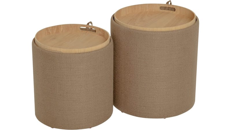 Velmira puff 2 deler 39 cm rund - Mørk beige - Møbler - Stoler - Krakk - Puff