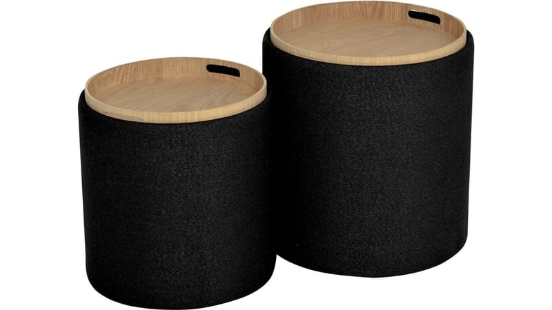 Velmira puff 2 deler 39 cm rund - Svart - Møbler - Stoler - Krakk - Puff