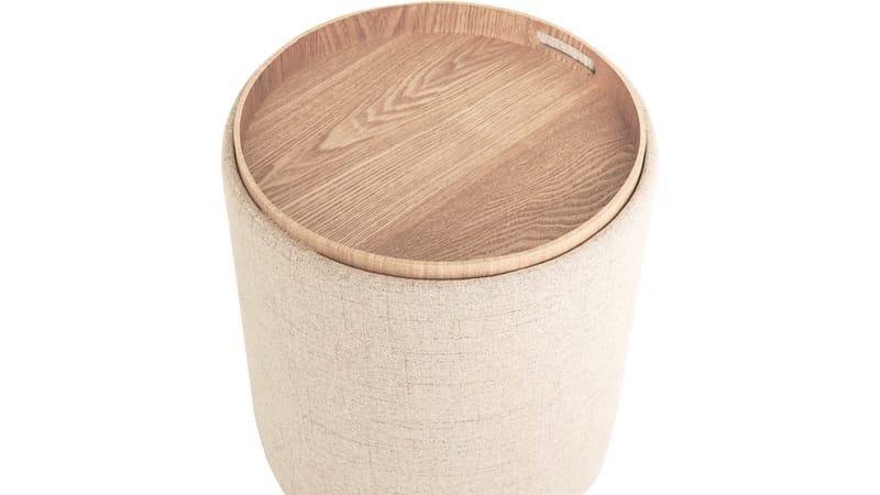 Velmira Puff 2 deler 39 cm Rund - Beige - Møbler - Stoler - Krakk - Puff