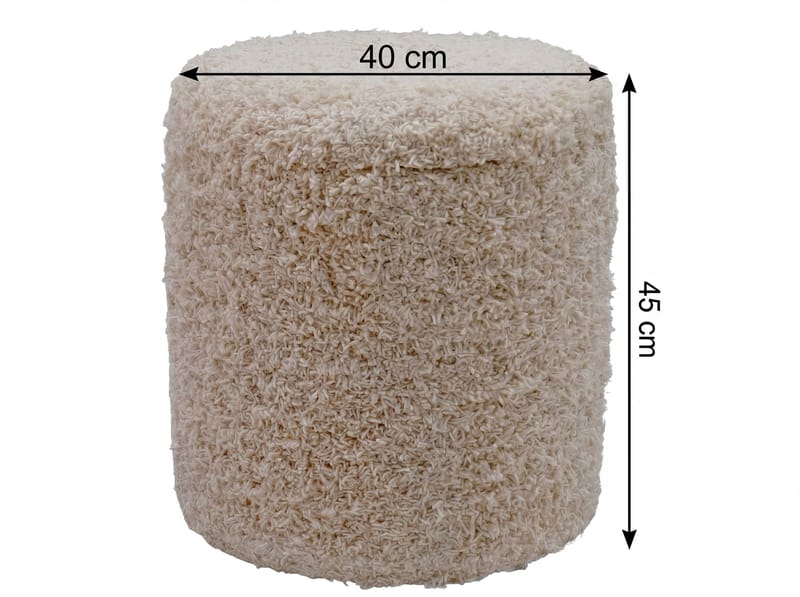 Veron rund sittepuff med oppbevaring i ullstoff - lys beige - Møbler - Stoler - Krakk - Puff