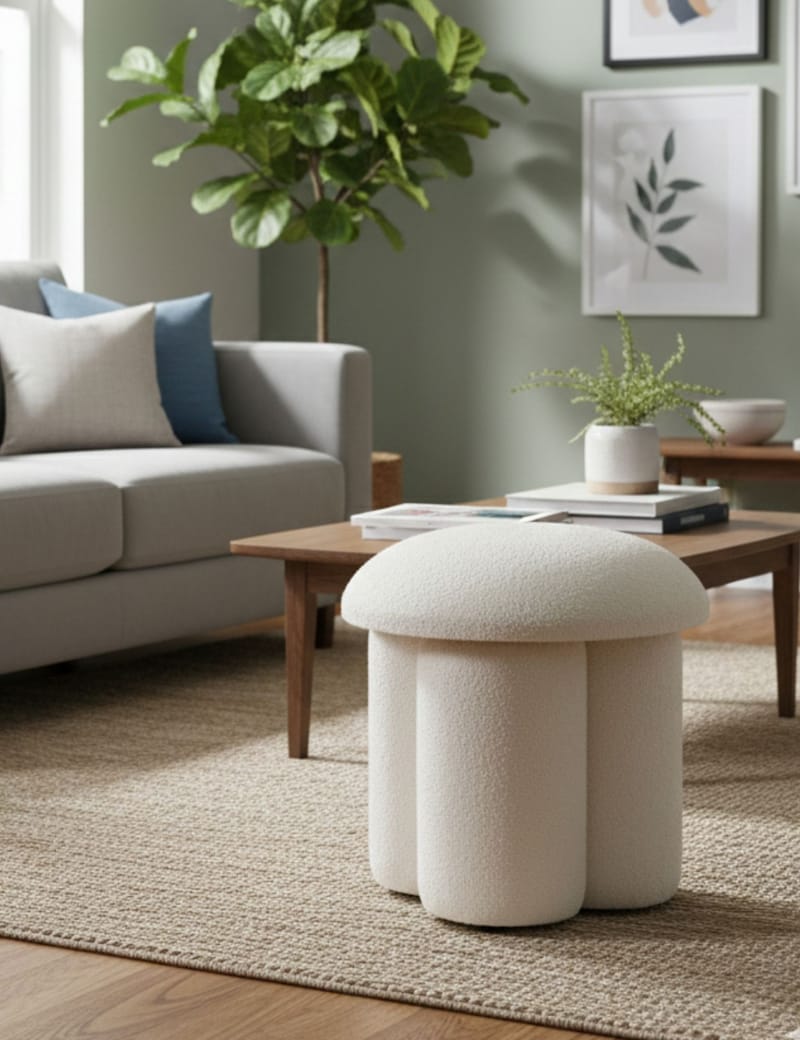 Vynor sittepuff 45 cm rund - Hvit - Møbler - Stoler - Krakk - Puff