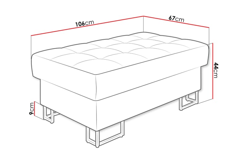 Warwick Fotpall 67 cm - Grå - Møbler - Stoler - Krakk - Fotskammel