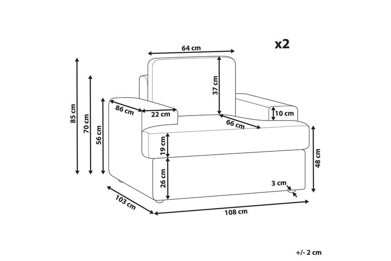 Lenestol Alla sett om 2 Grå - Grå - Møbler - Stoler - Lenestoler