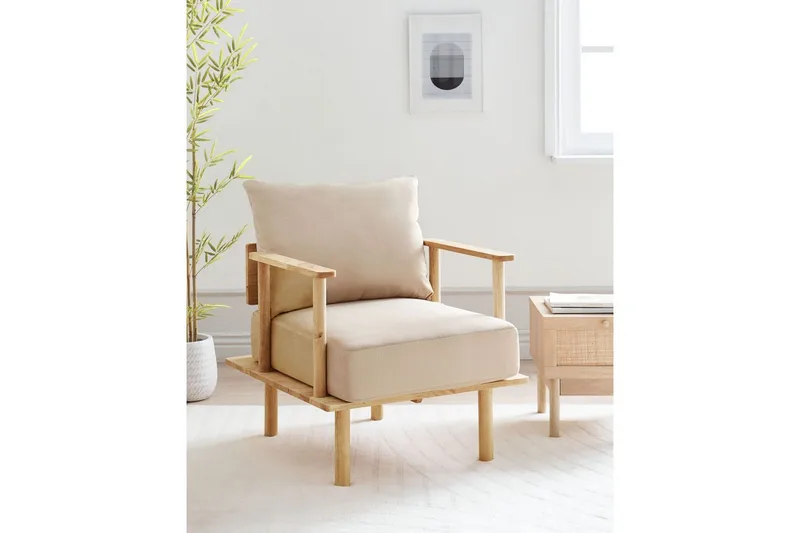 Lenestol Asker - Sandbeige, lyst tre - Møbler - Stoler - Lenestoler