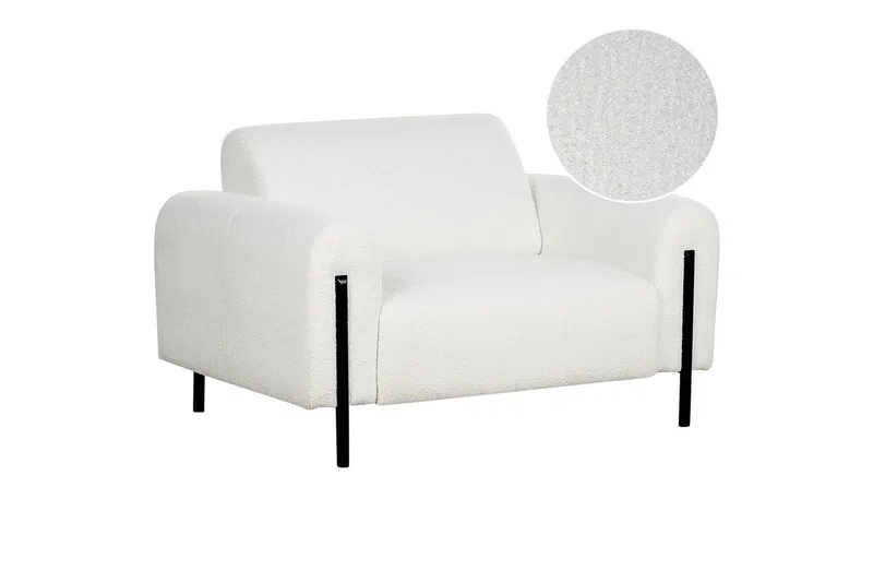 Lenestol Askim, Hvit, Svart/Bouclé