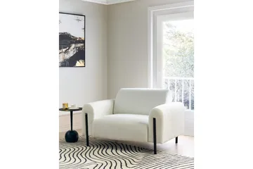 Lenestol Askim - Hvit, Svart/Bouclé - Møbler - Stoler - Lenestoler