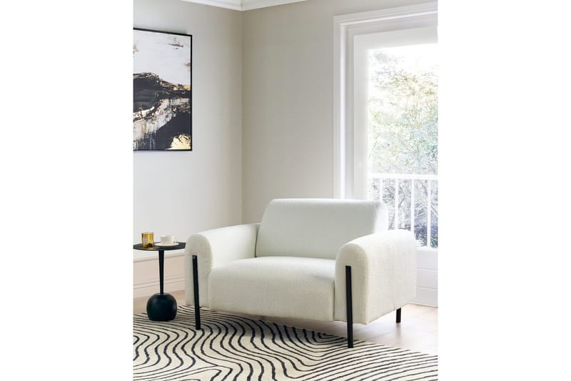 Lenestol Askim - Hvit, Svart/Bouclé - Møbler - Stoler - Lenestoler