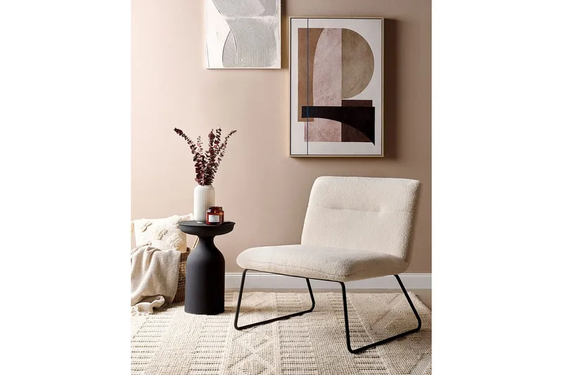 Lenestol Cotulla - Hvit, Svart/Bouclé - Møbler - Stoler - Lenestoler