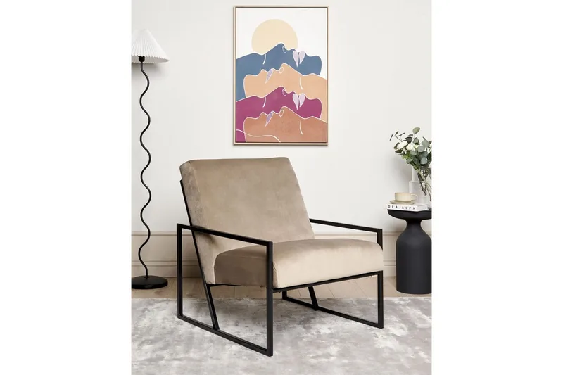 Lenestol Delary - Taupe, svart - Møbler - Stoler - Lenestoler