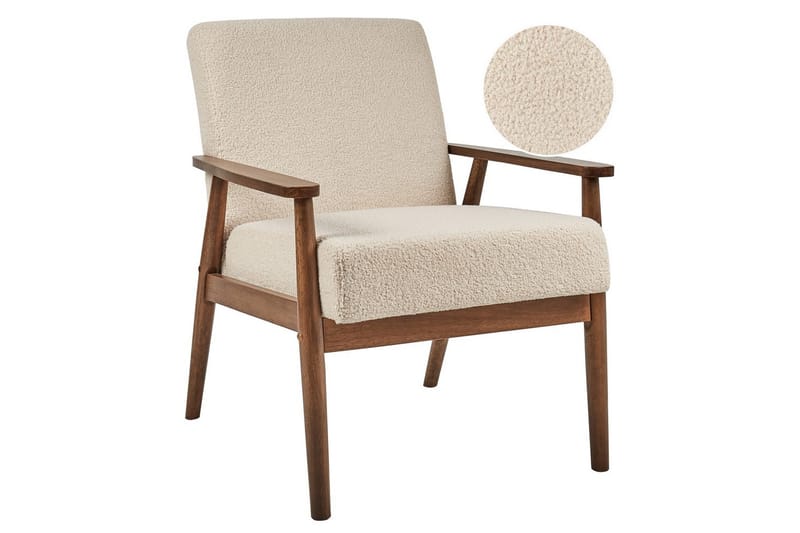 Lenestol Esrum Beige/mørkt tre, Bouclé - Beige/mørkt tre, Bouclé - Møbler - Stoler - Lenestoler