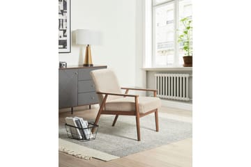Lenestol Esrum Beige/mørkt tre, Bouclé - Beige/mørkt tre, Bouclé - Møbler - Stoler - Lenestoler