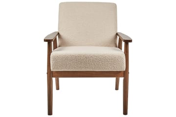 Lenestol Esrum Beige/mørkt tre, Bouclé - Beige/mørkt tre, Bouclé - Møbler - Stoler - Lenestoler