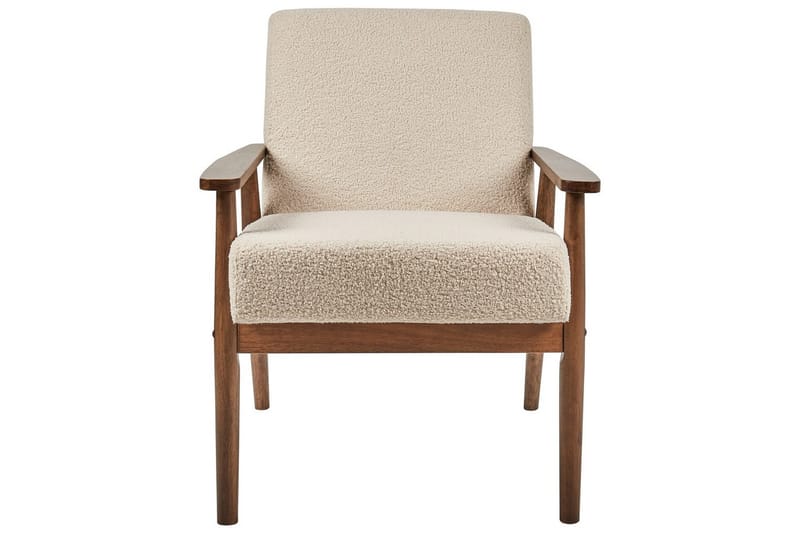 Lenestol Esrum Beige/mørkt tre, Bouclé - Beige/mørkt tre, Bouclé - Møbler - Stoler - Lenestoler