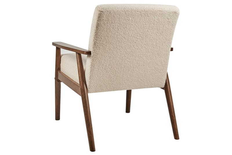 Lenestol Esrum Beige/mørkt tre, Bouclé - Beige/mørkt tre, Bouclé - Møbler - Stoler - Lenestoler