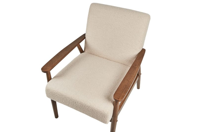 Lenestol Esrum Beige/mørkt tre, Bouclé - Beige/mørkt tre, Bouclé - Møbler - Stoler - Lenestoler