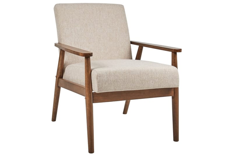 Lenestol Esrum Beige/mørkt tre, Polyester - Beige/mørkt tre, Polyester - Møbler - Stoler - Lenestoler