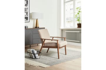 Lenestol Esrum Beige/mørkt tre, Polyester - Beige/mørkt tre, Polyester - Møbler - Stoler - Lenestoler