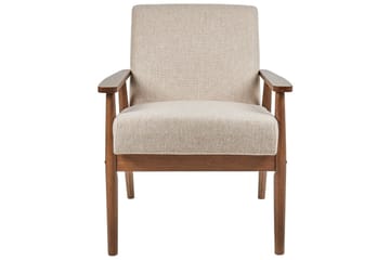 Lenestol Esrum Beige/mørkt tre, Polyester - Beige/mørkt tre, Polyester - Møbler - Stoler - Lenestoler