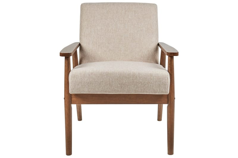 Lenestol Esrum Beige/mørkt tre, Polyester - Beige/mørkt tre, Polyester - Møbler - Stoler - Lenestoler