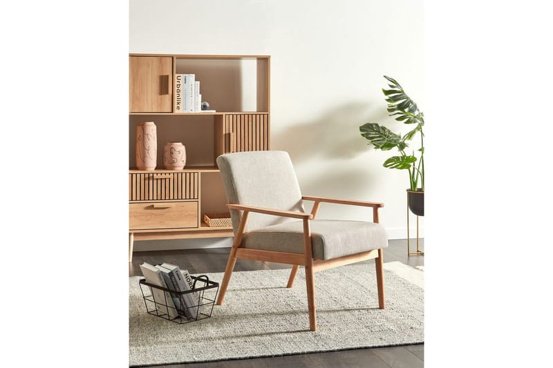 Lenestol Esrum Grå/lyst tre, Polyester - Grå/lyst tre, Polyester - Møbler - Stoler - Lenestoler