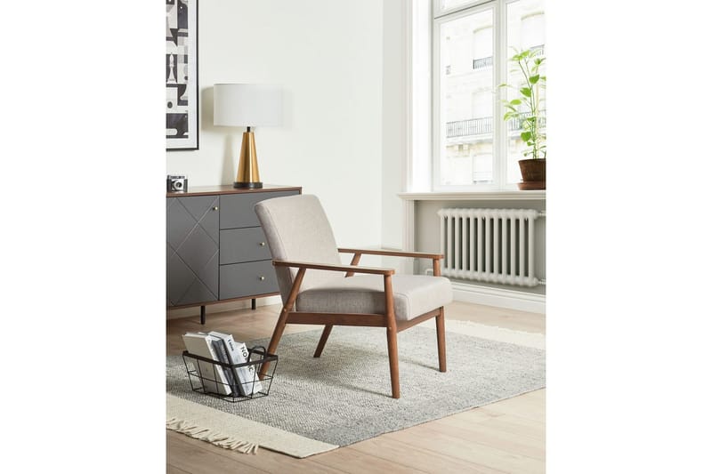 Lenestol Esrum Grå/mørkt tre, Polyester - Grå/mørkt tre, Polyester - Møbler - Stoler - Lenestoler