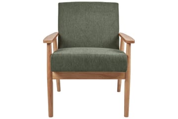 Lenestol Esrum Grønn/lyst tre, Polyester - Grønn/lyst tre, Polyester - Møbler - Stoler - Lenestoler