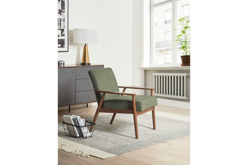 Lenestol Esrum Grønn/mørkt tre, Polyester - Grønn/mørkt tre, Polyester - Møbler - Stoler - Lenestoler