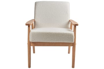 Lenestol Esrum Hvit/lyst tre, Bouclé - Hvit/lyst tre, Bouclé - Møbler - Stoler - Lenestoler
